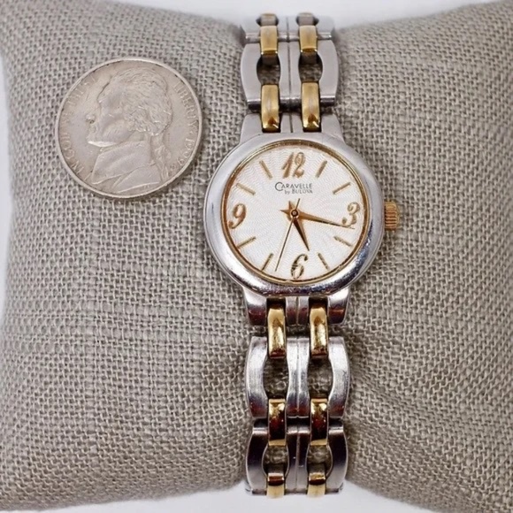 BULOVA~45L000~LADIES' STAINLESS STEEL & GOLD TWO TONE CLASSIC WATCH - Picture 3 of 6